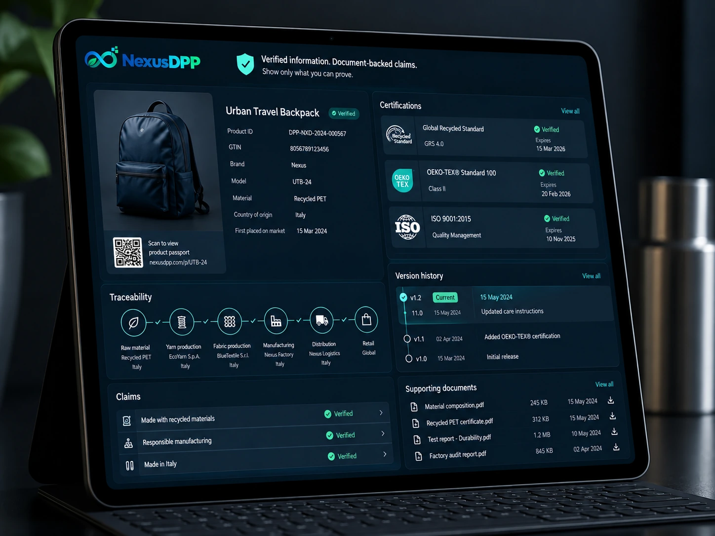 NexusDpp dashboard for brand reputation and product value