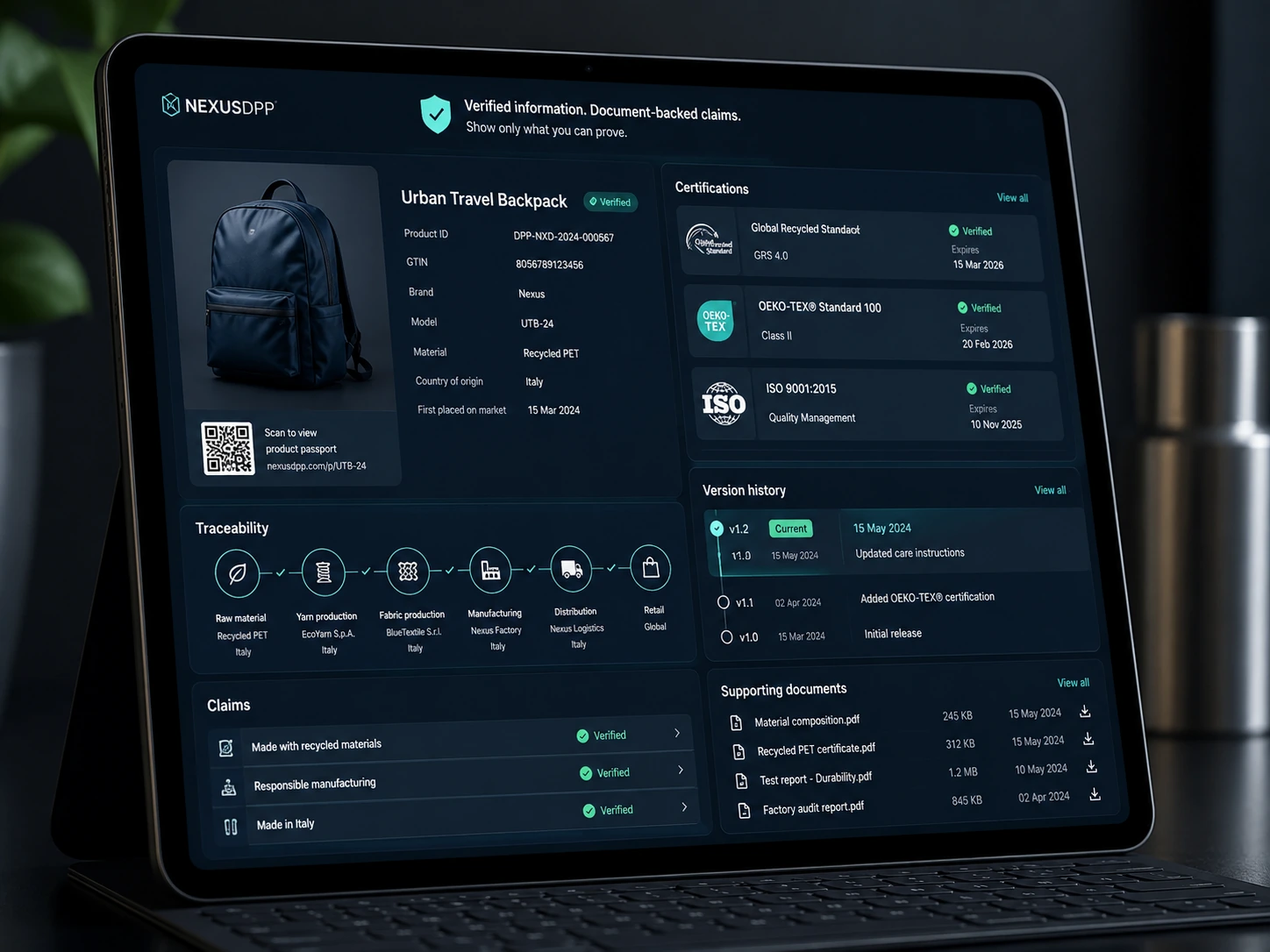 Dashboard NexusDPP per la reputazione e la valorizzazione del brand