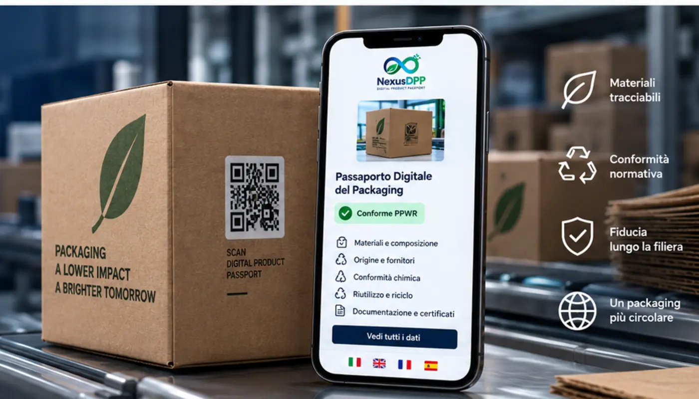Controllo documentale e logistico del packaging con QR e Digital Product Passport in ambiente professionale
