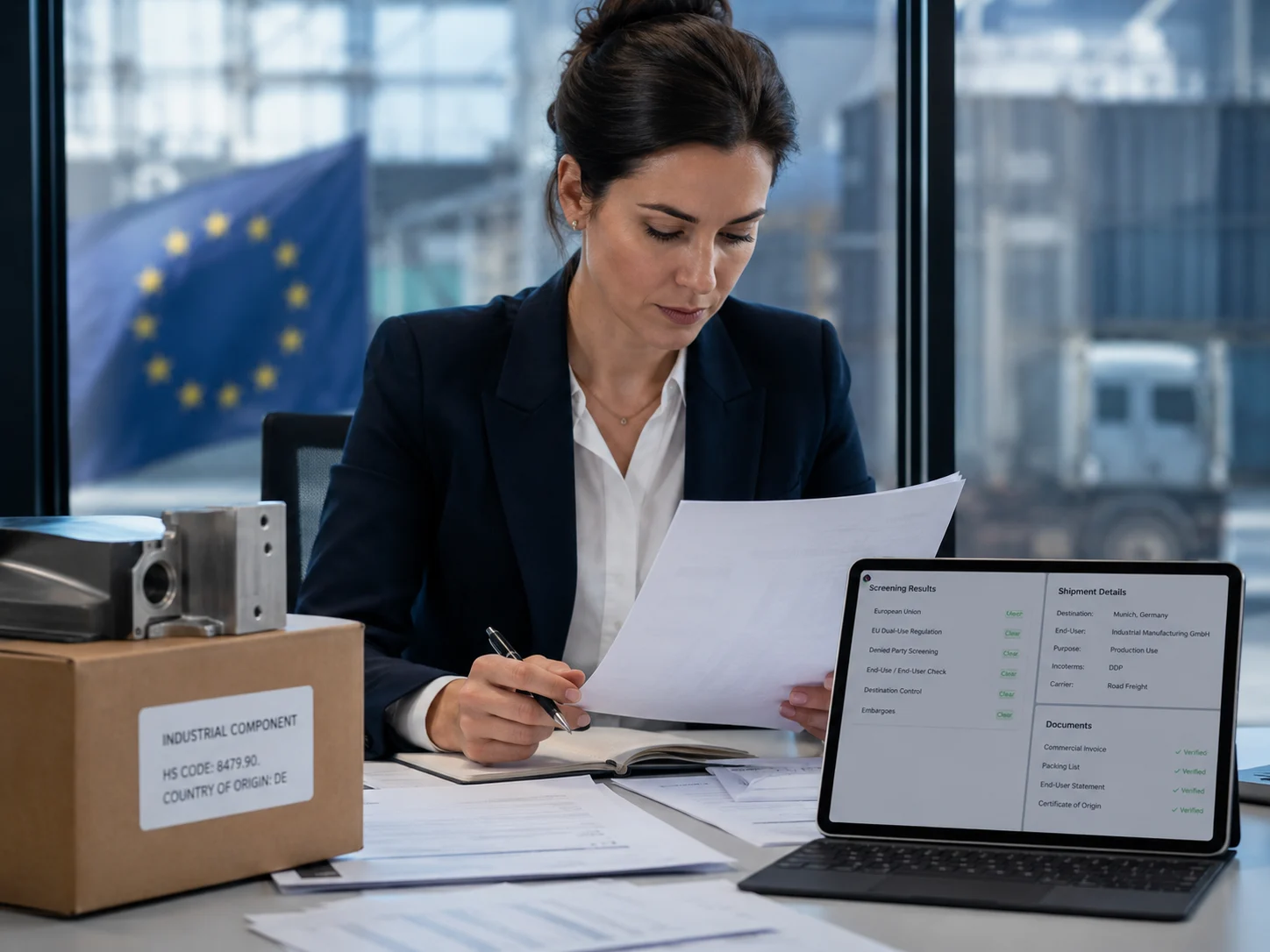Responsabile compliance che controlla documenti e risultati di screening