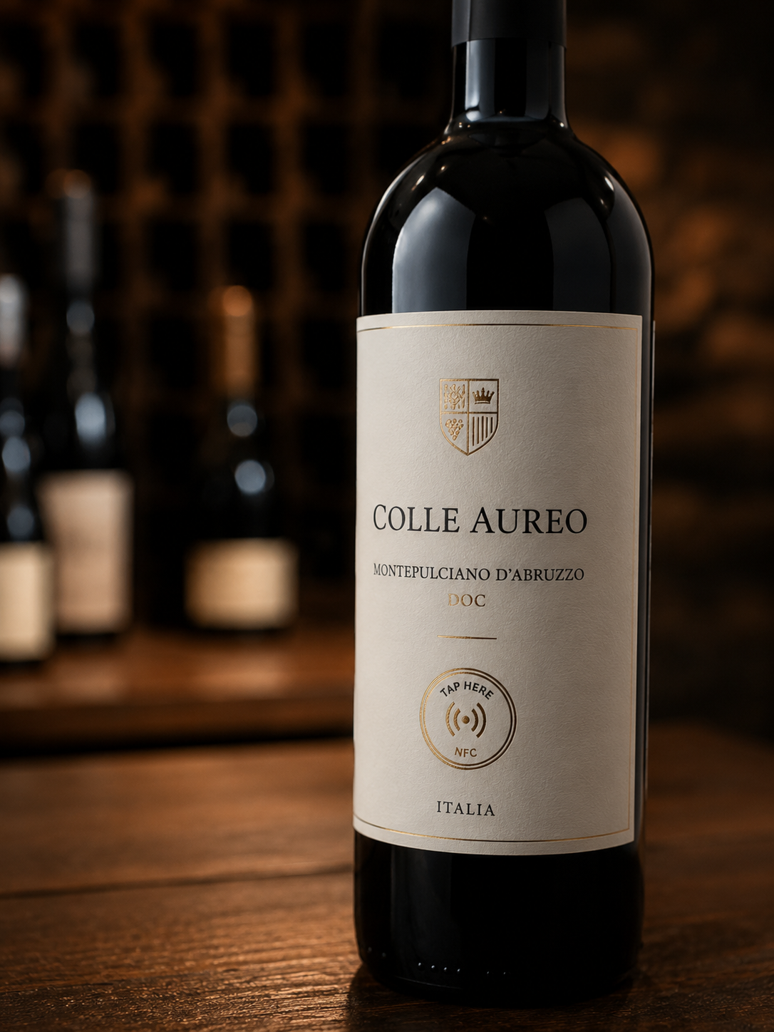 Bottiglia di vino con etichetta NFC